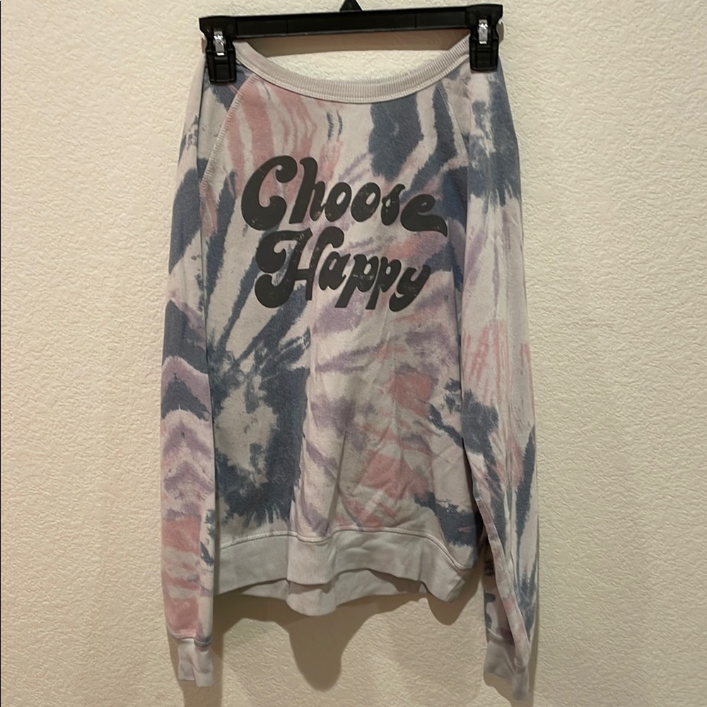 Tie-Dye Sweater, “Choose Happy”